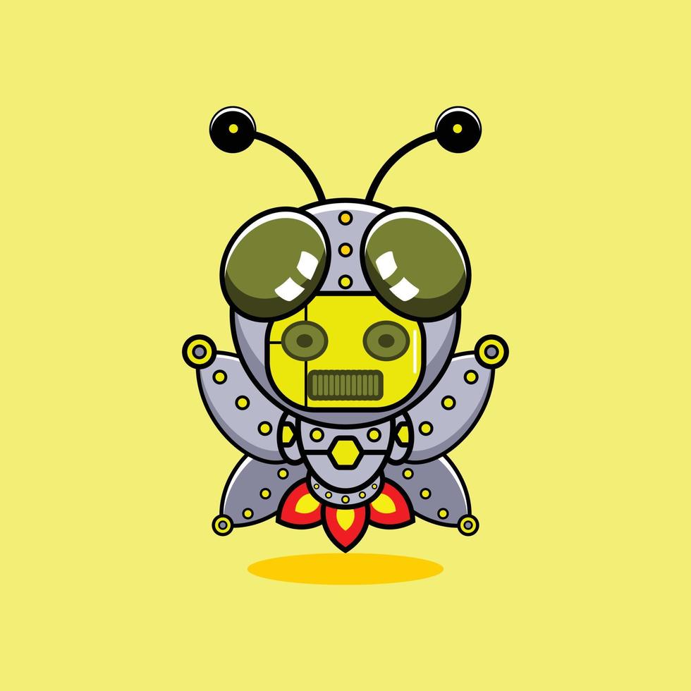 ilustração vetorial de fantasia de mascote de personagem de desenho animado animal foguete abelha robô bonito vetor