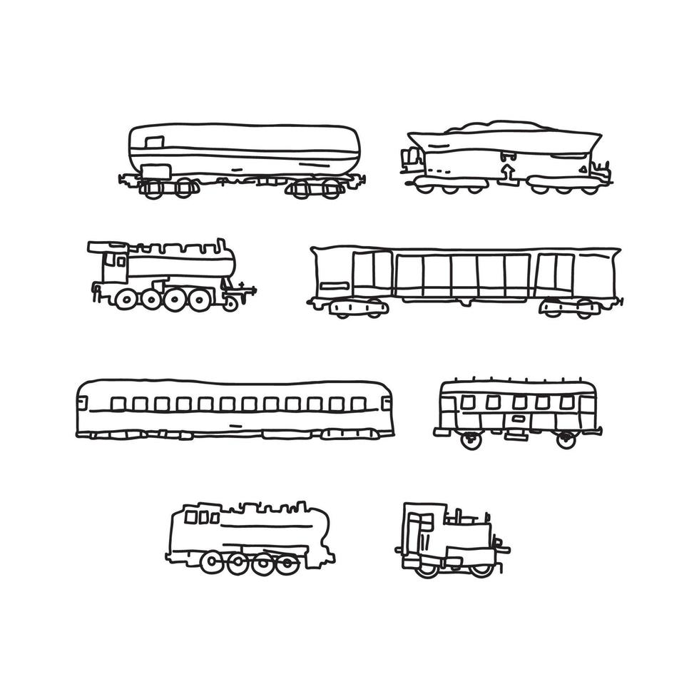 conjunto de diferentes tipos de trens vetor