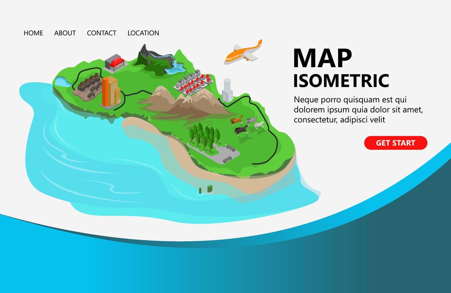 ilustração de um mapa de um local de montanha para recreação ou férias adequado para página de destino, folhetos, infográficos e outros ativos relacionados a gráficos vetor