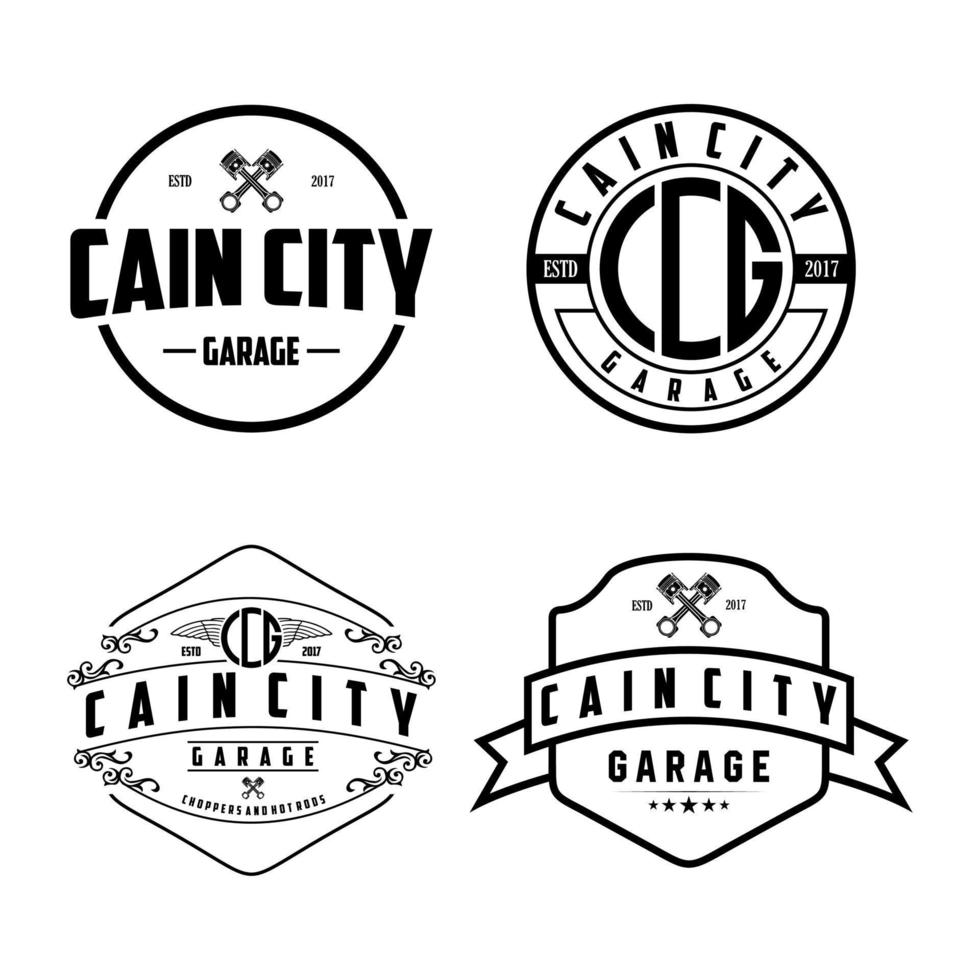 vetor de logotipo de carro clássico de garagem personalizada