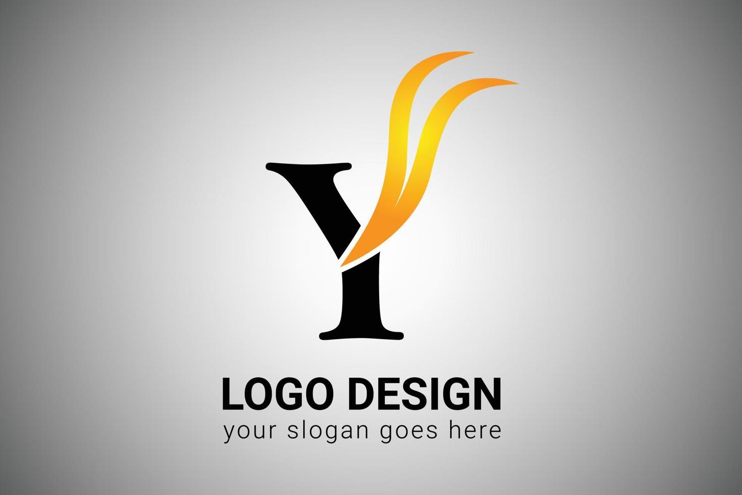 letra y logotipo design com asa minimalista elegante amarelo e laranja. ilustração em vetor criativo y letra swoosh ícone. y carta logotipo com chamas de fogo e ilustração vetorial swoosh laranja.