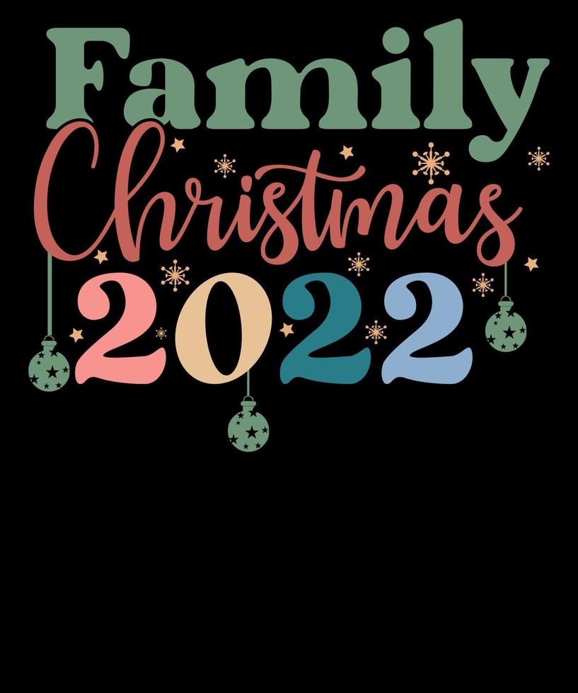 família natal 2022 camisa retro família combinando design de camiseta de natal vetor