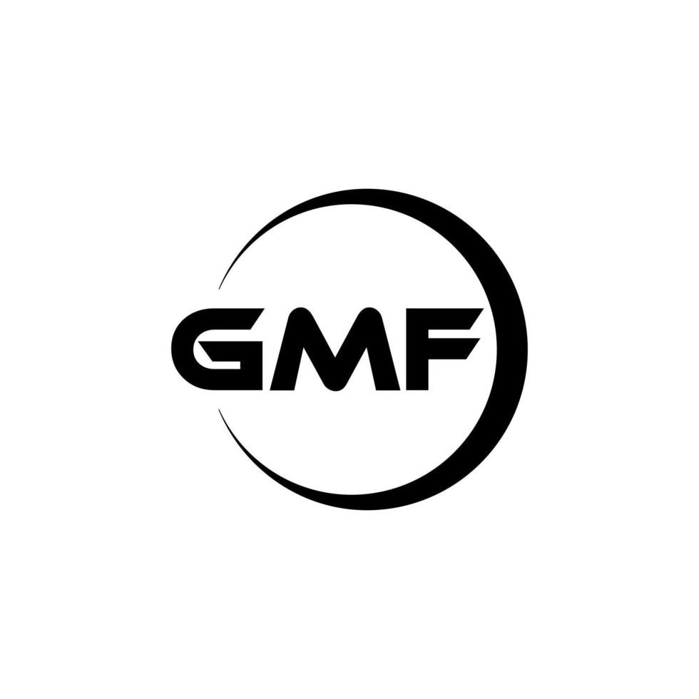 design de logotipo de carta gmf na ilustração. logotipo vetorial, desenhos de caligrafia para logotipo, pôster, convite, etc. vetor