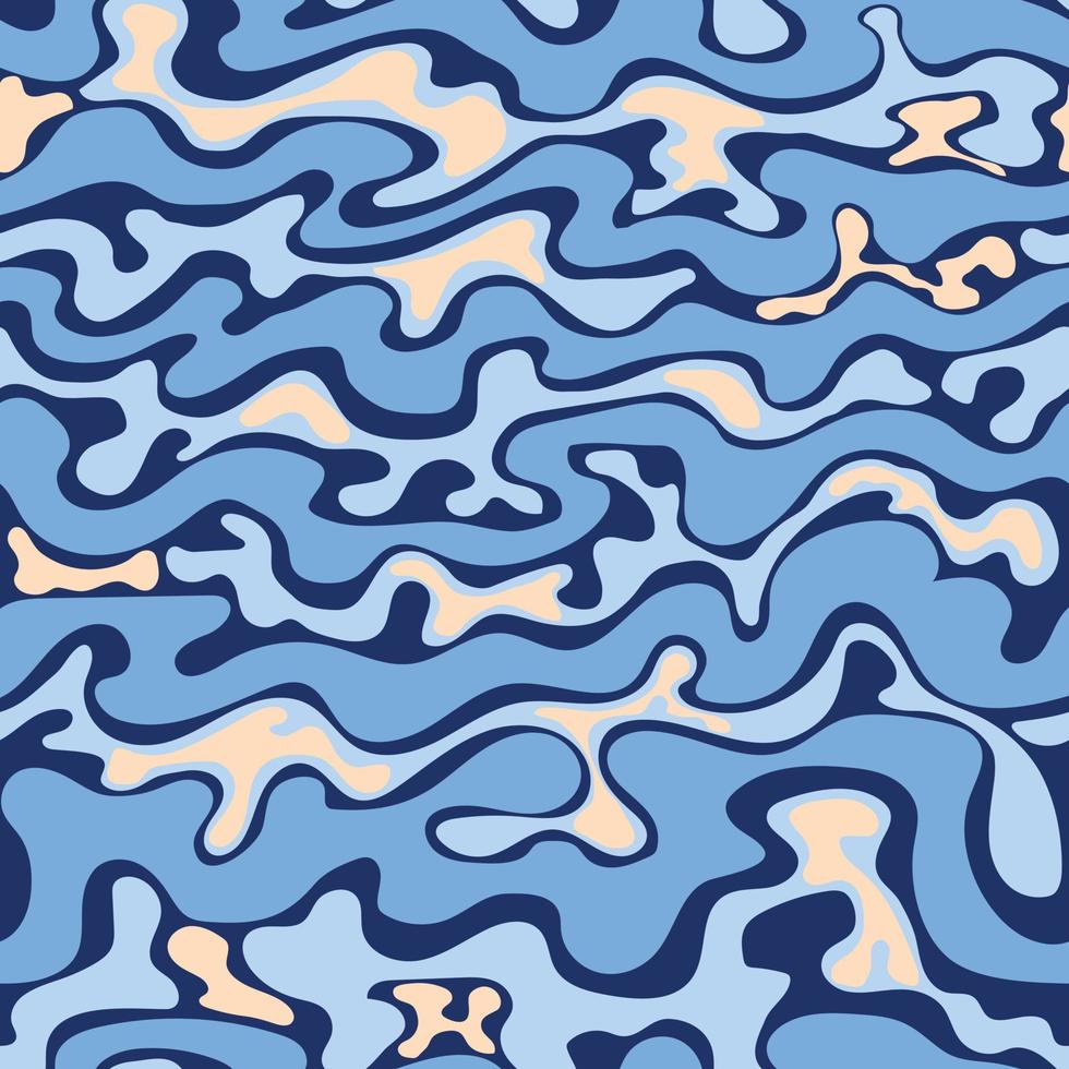 ondas do mar vetor padrão sem costura, linhas onduladas tons de azul, padrão moderno simples para tecido