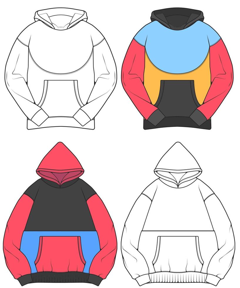 hoodie oversized vector, hoodie oversized em um estilo de desenho, contorno de modelo de treinadores, ilustração vetorial vetor