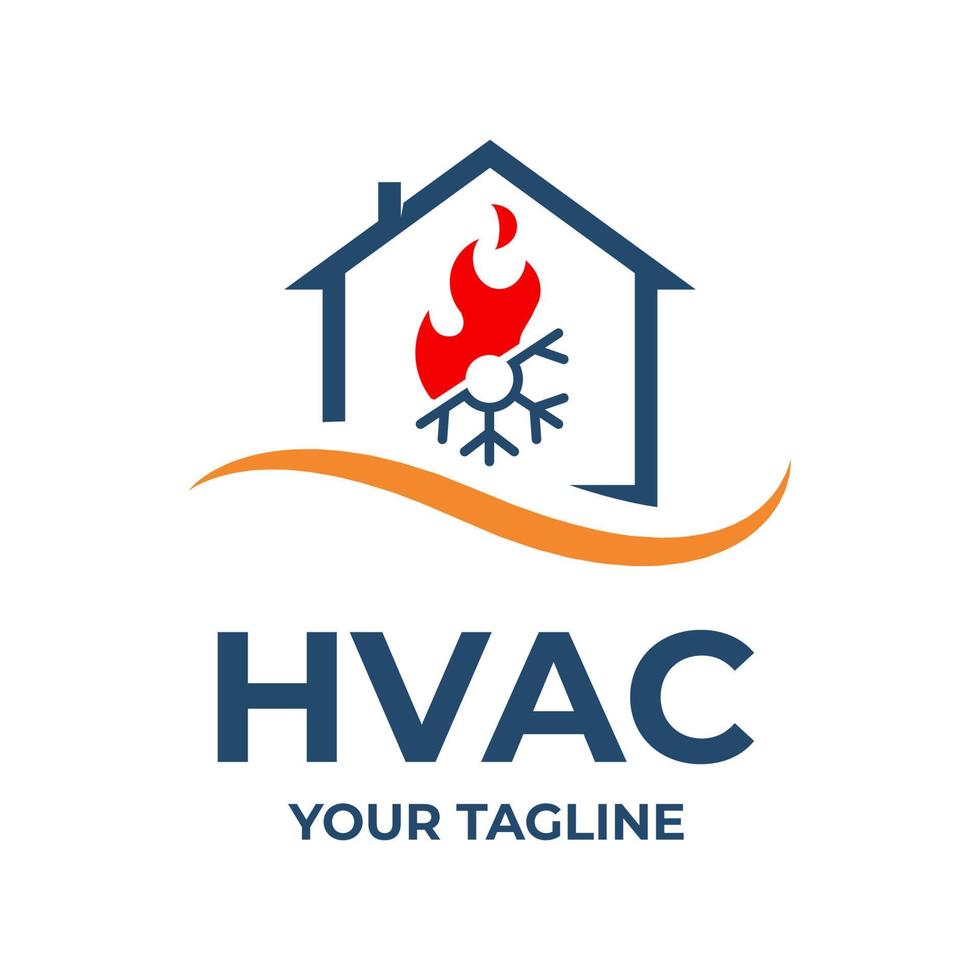 hvac, aquecimento doméstico e instalação de logotipo de ar condicionado vetor