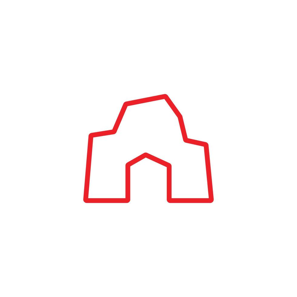 eps10 vermelho vetor caverna pré-histórica home line art ícone isolado no fundo branco. símbolo de contorno da idade da pedra em um estilo moderno simples e moderno para o design do seu site, logotipo e aplicativo móvel