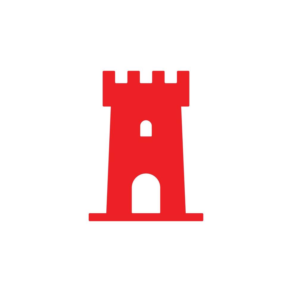 eps10 vermelho vetor castelo torre abstrato ícone de arte sólida isolado no fundo branco. símbolo de construção de castelo em um estilo moderno simples e moderno para o design do seu site, logotipo e aplicativo móvel