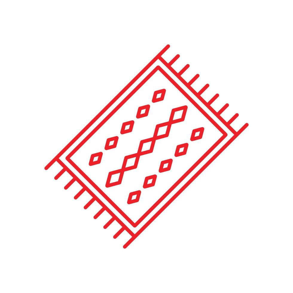 eps10 vermelho vetor peru tapete abstrato linha arte ícone isolado no fundo branco. símbolo de contorno do tapete de oração em um estilo moderno simples e moderno para o design do seu site, logotipo e aplicativo móvel