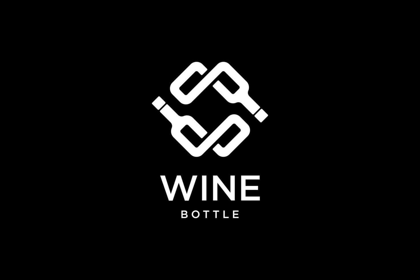 logotipo de garrafa de vinho branco preto vetor