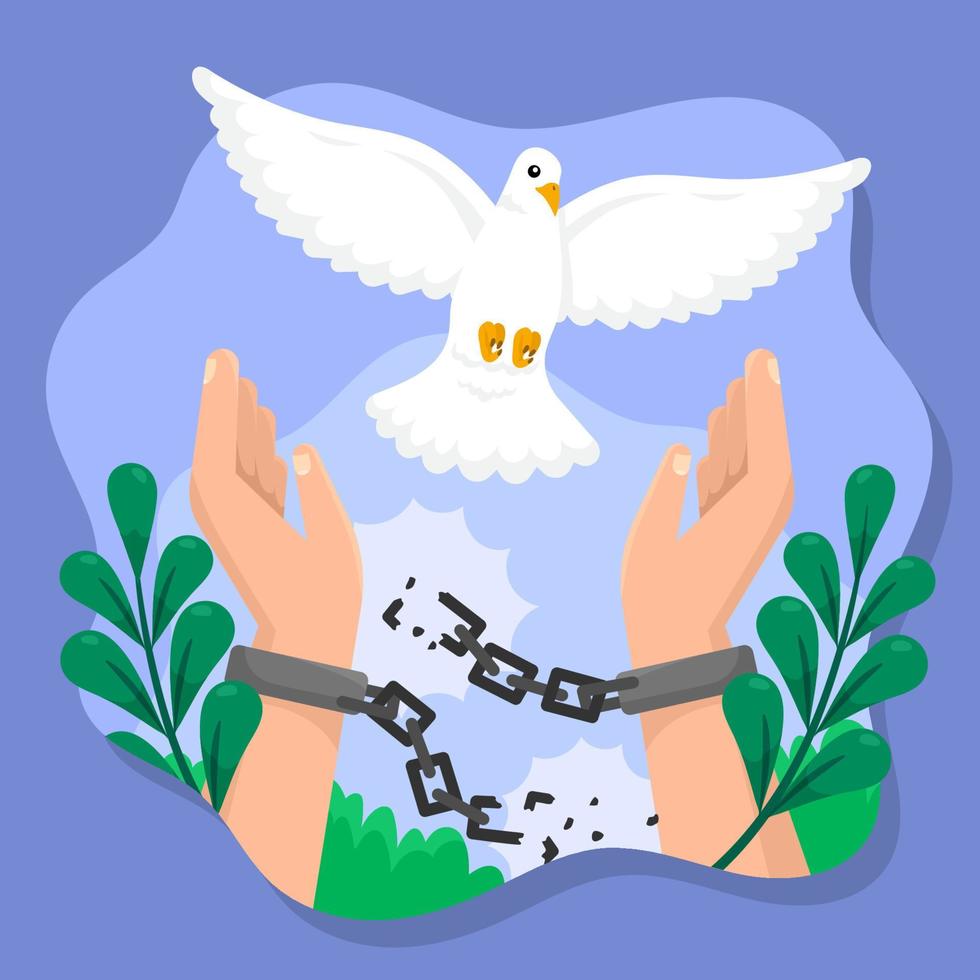soltando uma pomba como símbolo de liberdade vetor