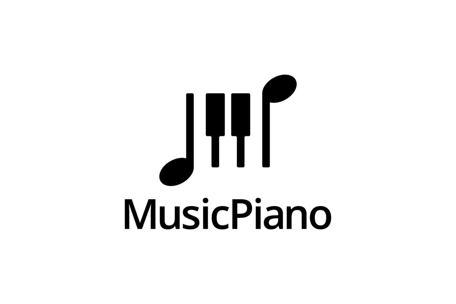 logotipo de piano de música negra vetor