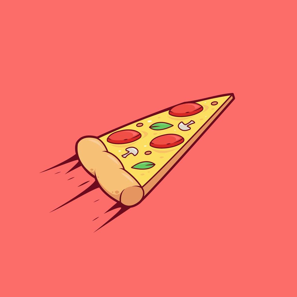 vetor de ilustração de fatia de pizza voadora