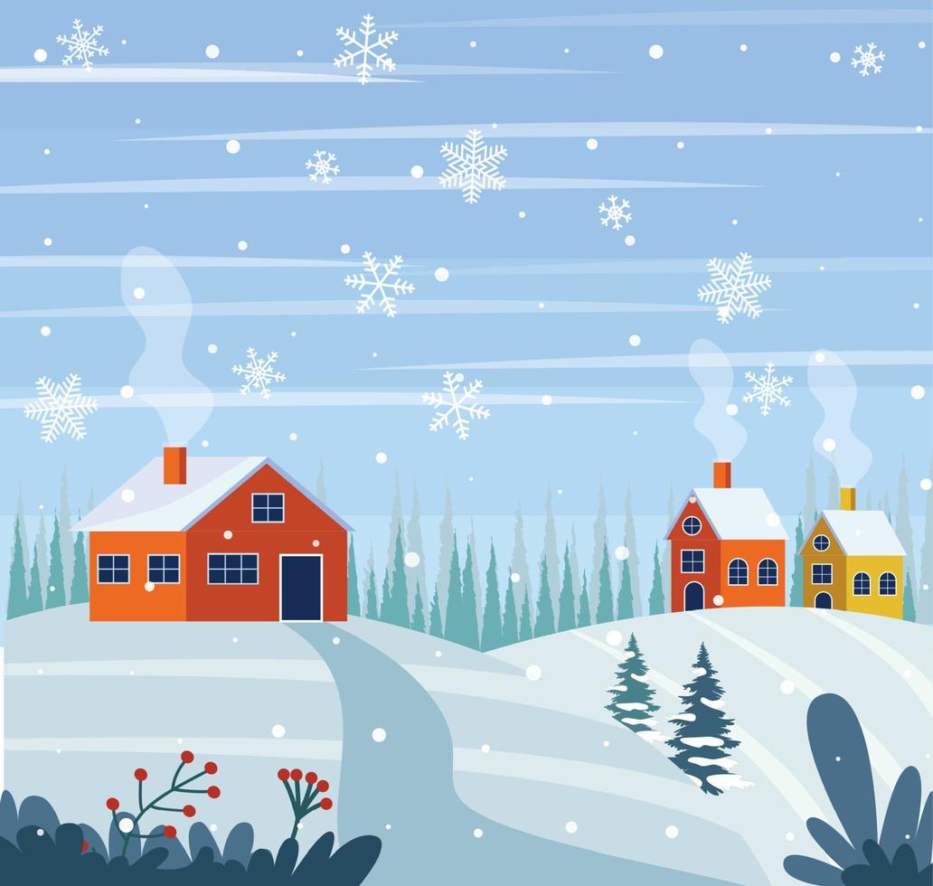 cartão de Natal de paisagem de inverno sem costura de vetor. vetor