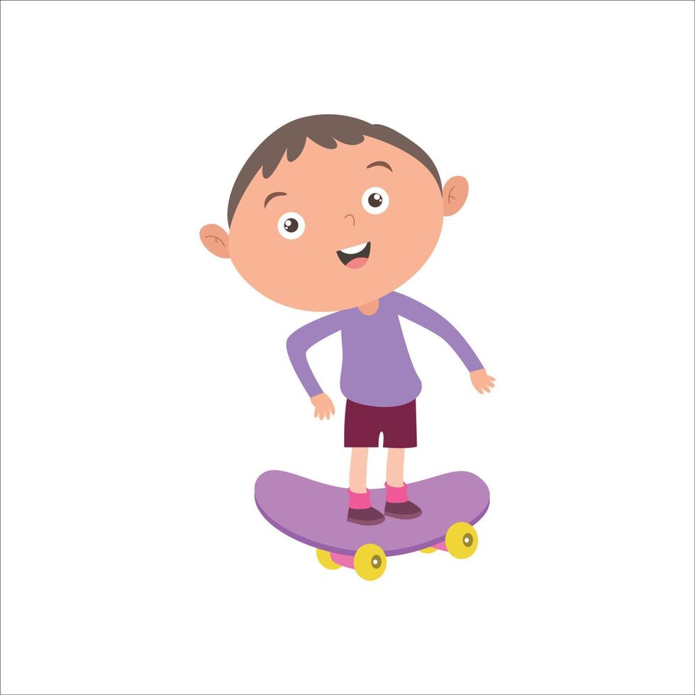 ilustração vetorial gráfico atividade menino jogando skate. isolado em fundo branco vetor