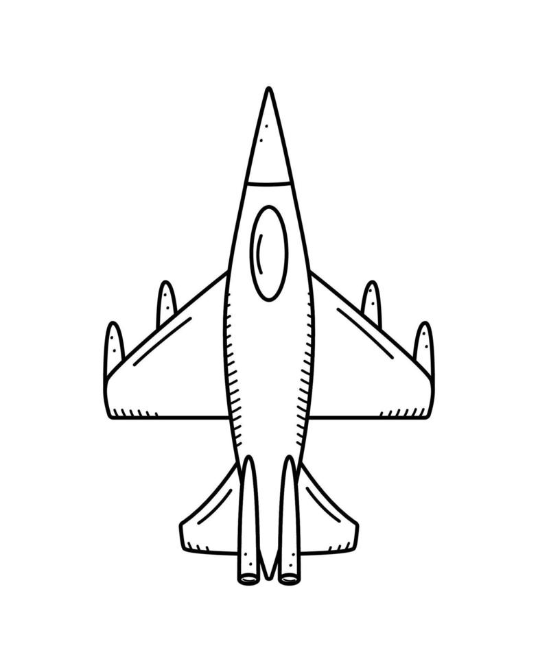 avião de combate militar, ícone de doodle vetorial. ilustração em vetor de equipamentos de aviação de guerra. isolar em branco.