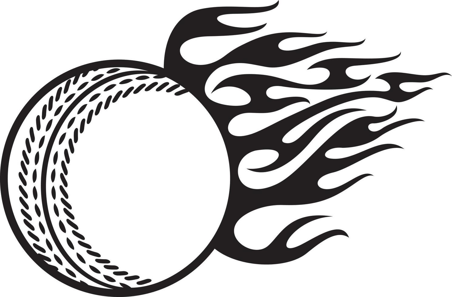ilustração em vetor preto e branco de bola de críquete em chamas