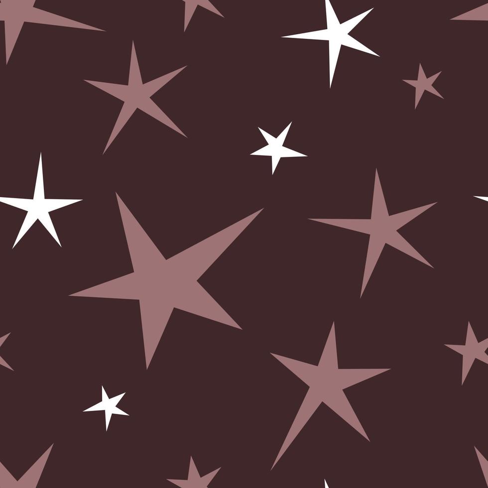 padrão perfeito de estrelas em um fundo marrom, fundo infantil minimalista de cores pastel vetor