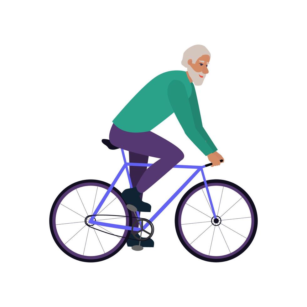 vetor ilustração com a idosos homem e mulher equitação bicicletas