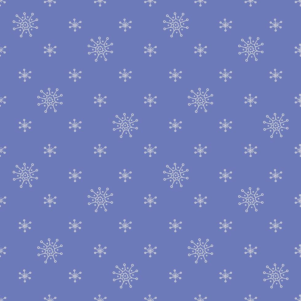 padrão de inverno com flocos de neve desenhados à mão. impressão de vetor monocromático bonito sobre fundo azul. tema de natal.