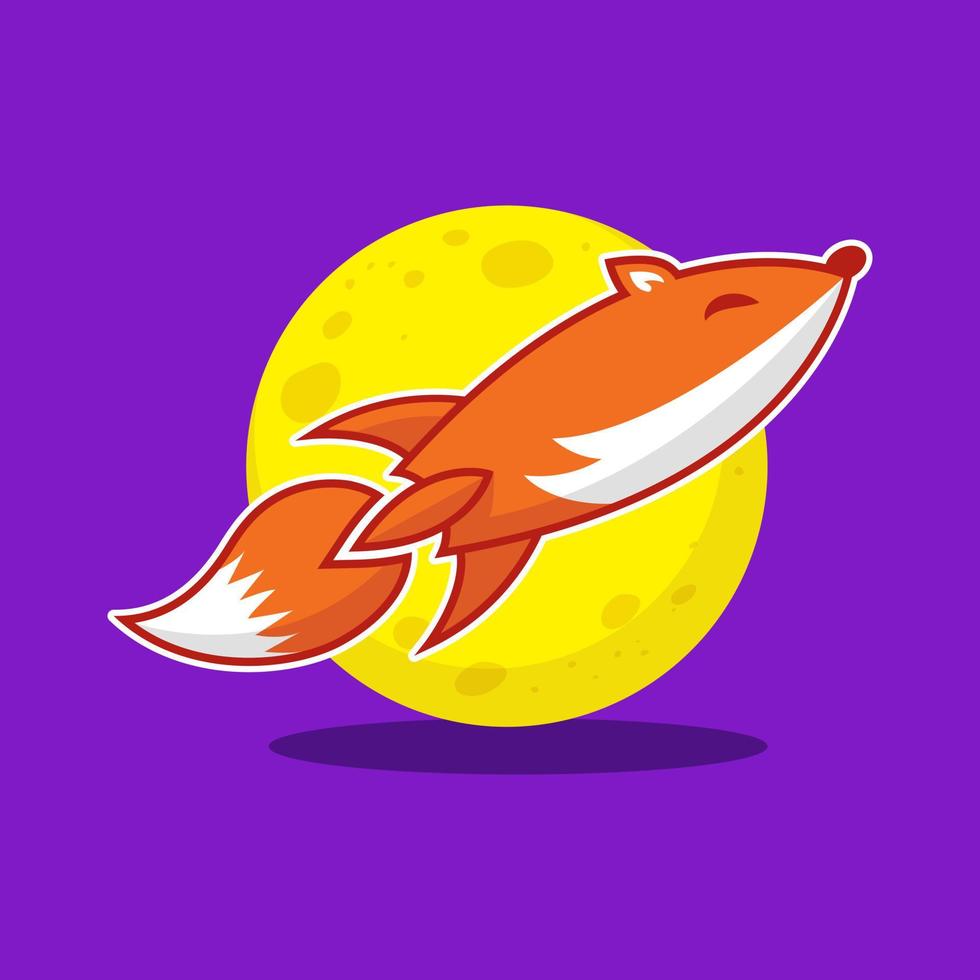 mascote de desenho animado de raposa de foguete voador vetor