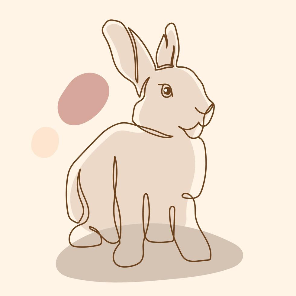 conjunto de coelhinho da páscoa em estilo simples de uma linha. ícone de coelho colorido. desenho de linha contínua de ilustração vetorial desenhada à mão minimalista de coelho de páscoa em preto e branco vetor