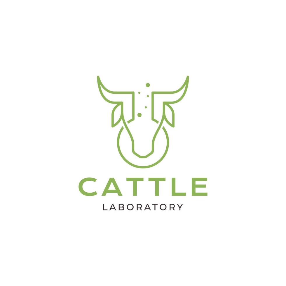 vaca cabeça com design de logotipo de laboratório vetor