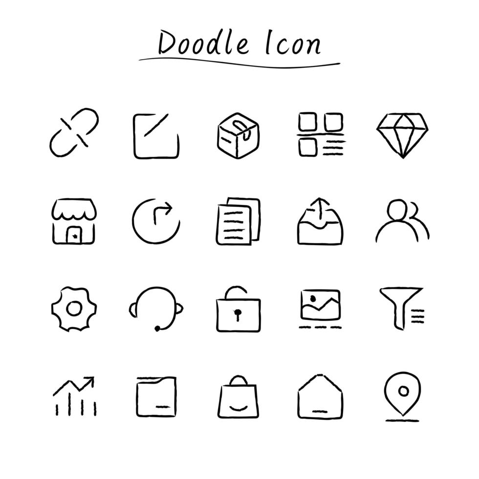 ícones de doodle desenhado à mão vetor