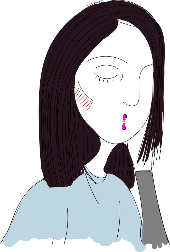 uma garota com lábios cor de rosa, ilustração vetorial ou colorida. vetor