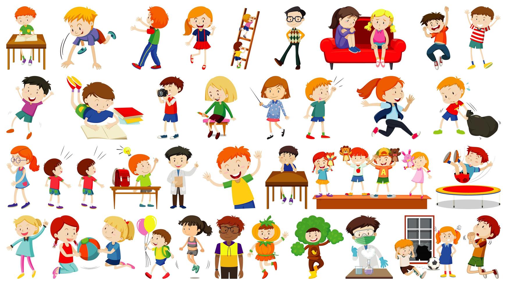 conjunto de personagens de desenhos animados infantis vetor