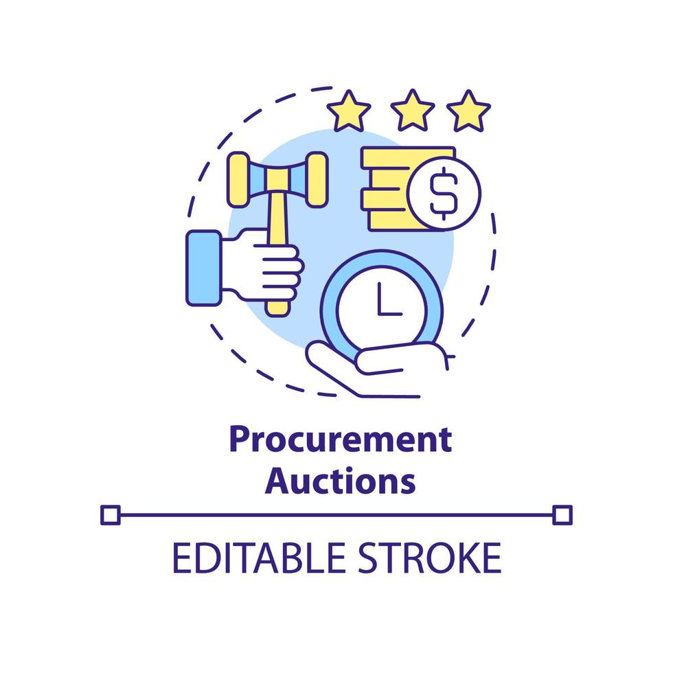 ícone do conceito de leilões de aquisição. sourcing estratégia exemplo idéia abstrata ilustração de linha fina. mercado competitivo. desenho de contorno isolado. traço editável. vetor