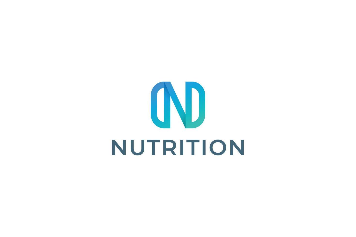 letra n logotipo de nutrição moderna tecnológica criativa vetor