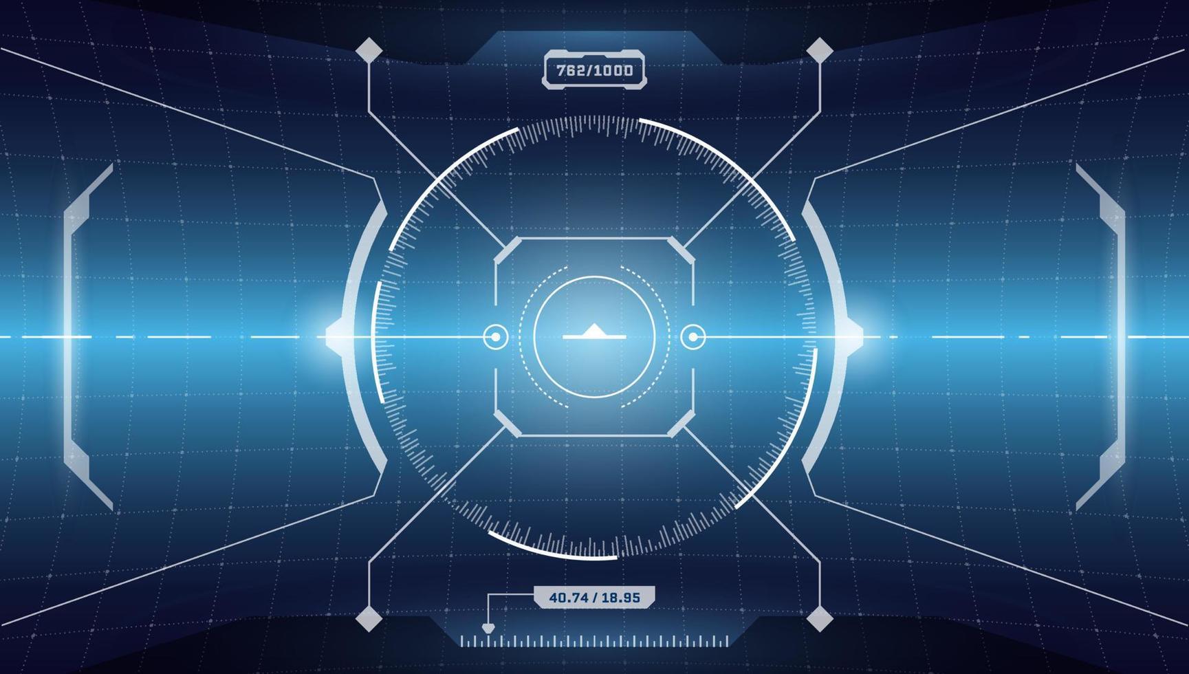 vr hud digital interface futurista tela cyberpunk. sci-fi tecnologia virtual head up display círculo alvo. painel do painel do cockpit da nave espacial gui ui. ilustração em vetor eps de visor de visor fui