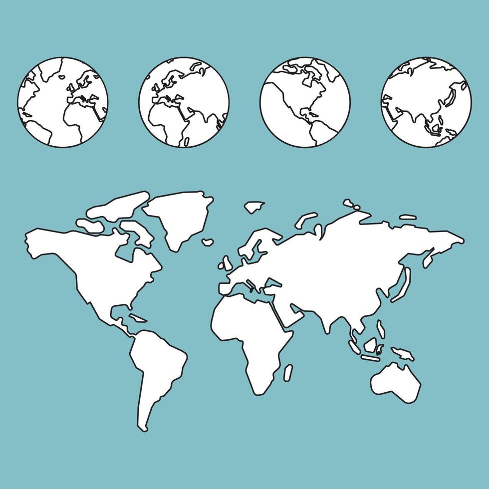 mapa do mundo esboçado preto e branco vetor