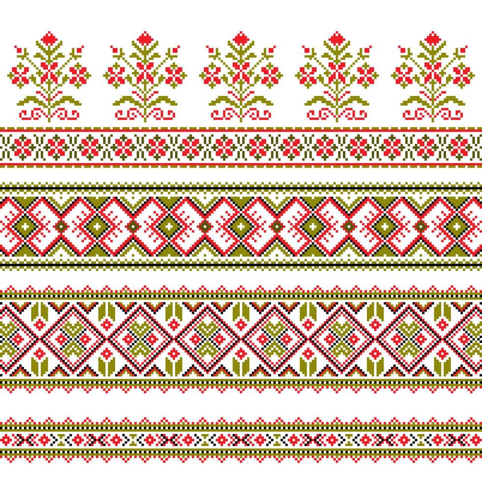 conjunto de padrão de ornamento étnico em cores diferentes vetor