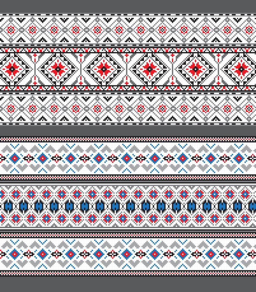 conjunto de padrão de ornamento étnico em cores diferentes vetor