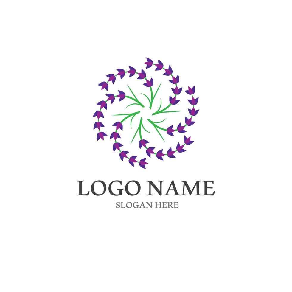 vetor de logotipo de flor de lavanda fresca