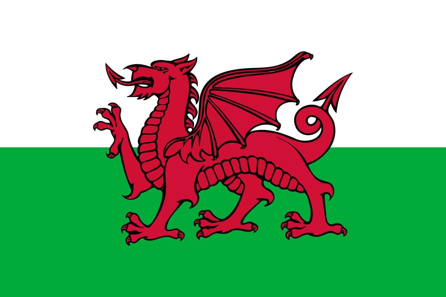 ilustração vetorial de bandeira nacional de gales com design de cores oficiais vetor