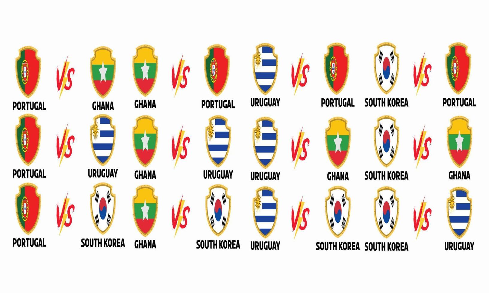 design de vetor transparente portugal vs gana vs uruguai vs coreia do sul