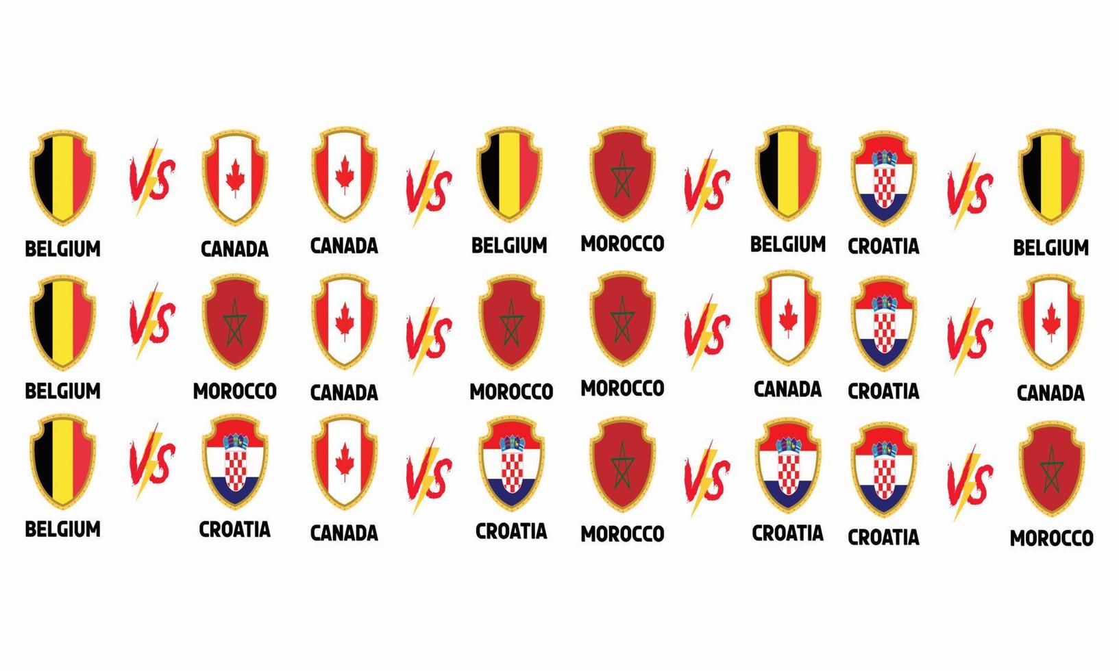 partida do campeonato de futebol bélgica vs canadá marrocos croácia vetor