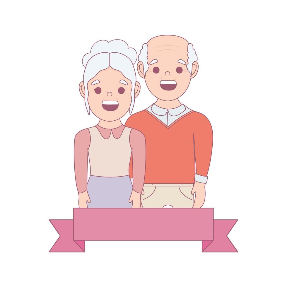 desenho de casal de velhos, dia da pessoa mais velha vetor