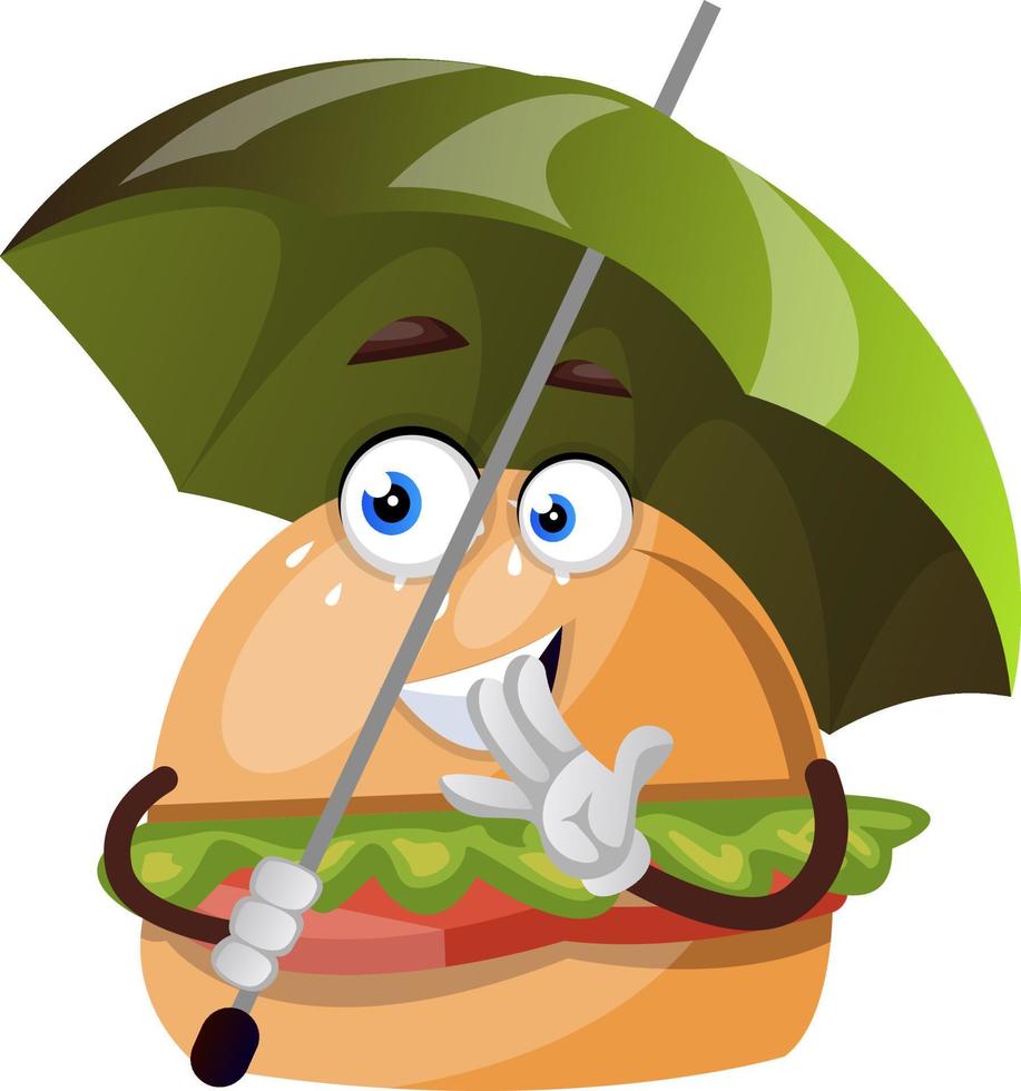 hambúrguer com guarda-chuva, ilustração, vetor em fundo branco.