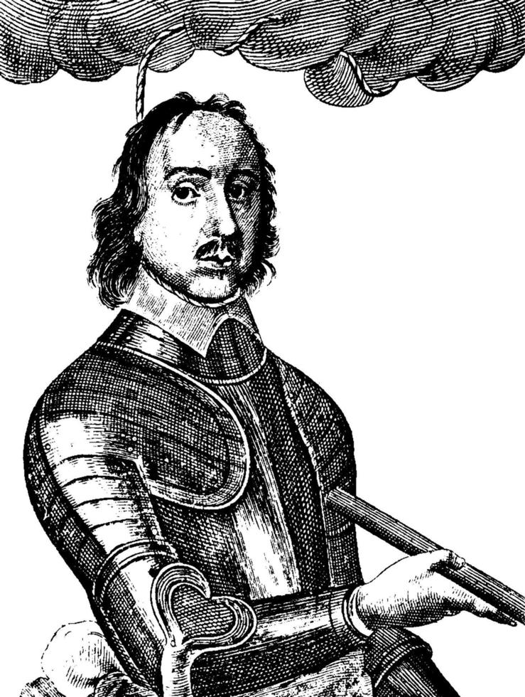 oliver cromwell, ilustração vintage vetor