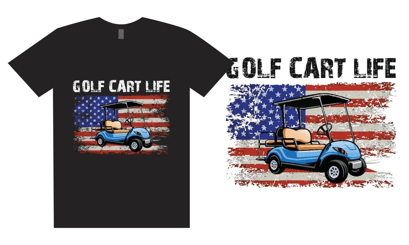 vetor de camiseta de vida de carrinho de golfe