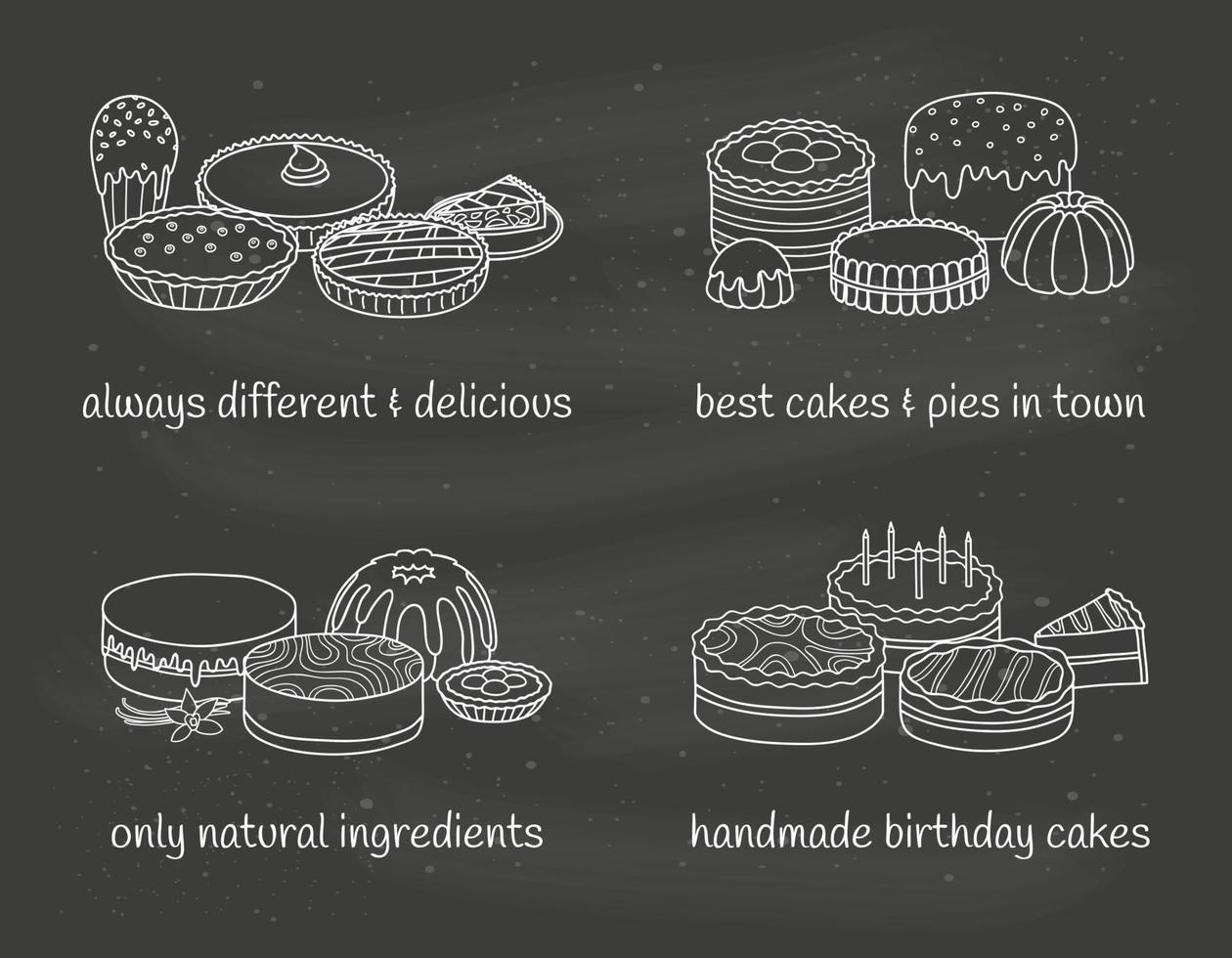 diferentes grupos de bolos e tortas. vetor