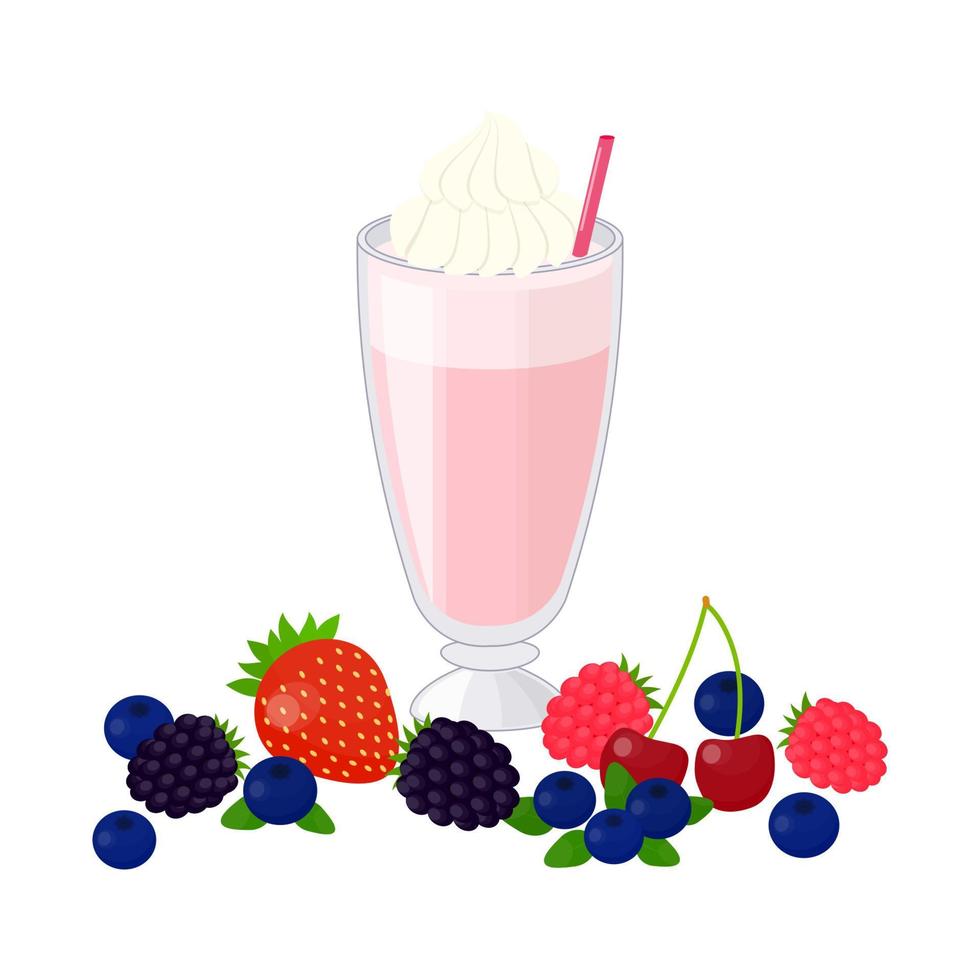 milk-shake de desenhos animados com frutas. vetor