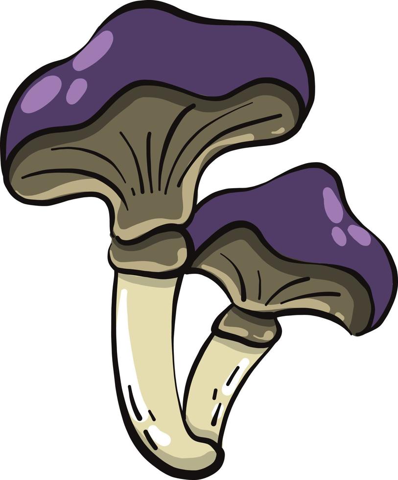dois cogumelos roxos, ilustração, vetor em um fundo branco.