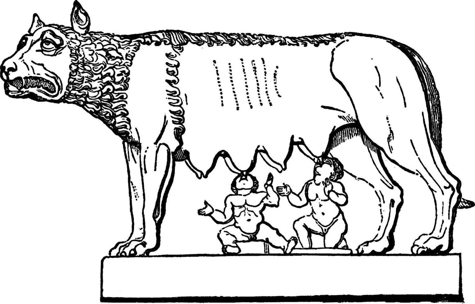 romulus e remus ilustração vintage. vetor