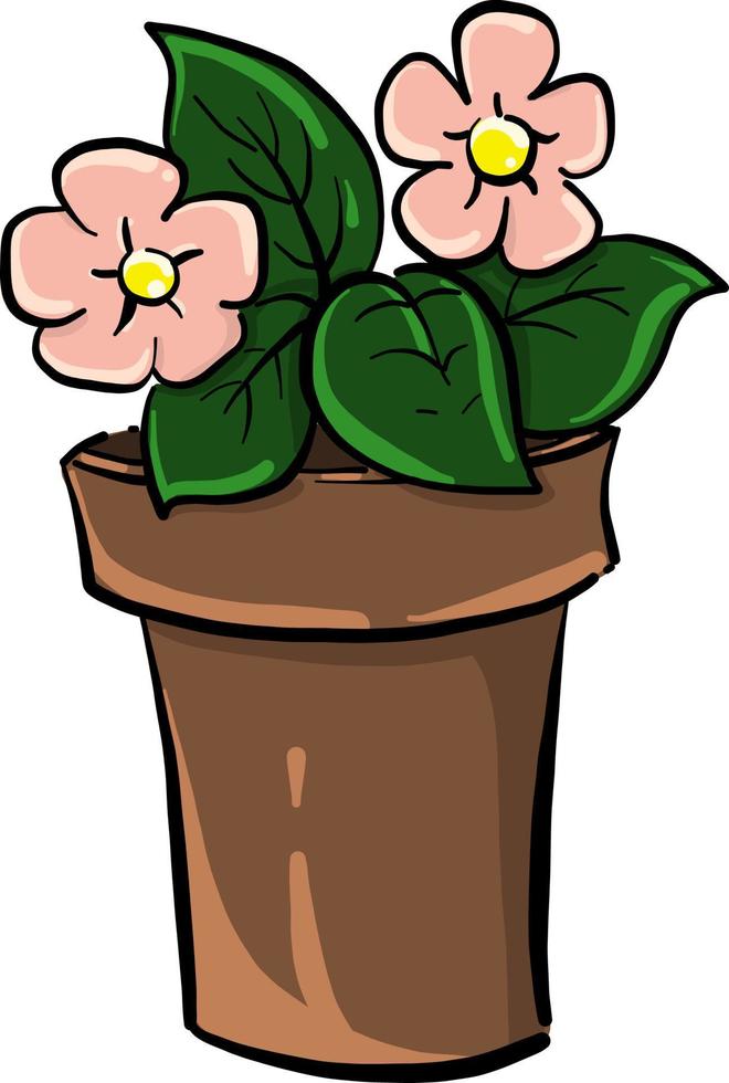 flores planas em pote marrom, ilustração, vetor em fundo branco