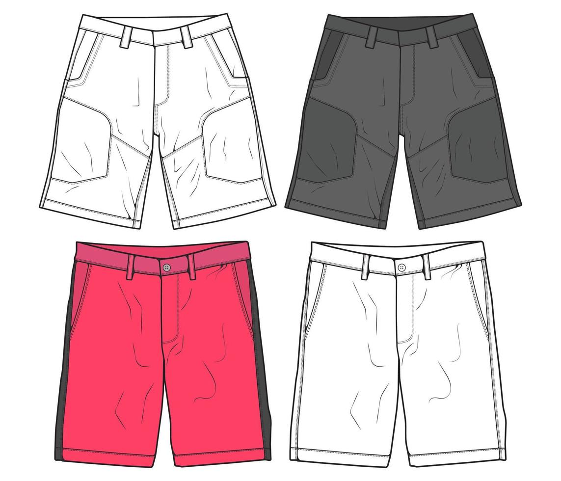 calças curtas desenho vetorial, calças curtas em um estilo de desenho, modelo de treinadores, ilustração vetorial. vetor